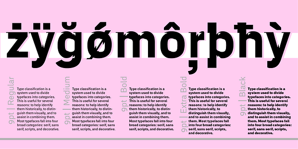 Card displaying MVB Embarcadero Pro typeface in various styles