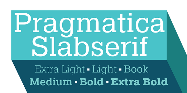 Card displaying Pragmatica Slabserif typeface in various styles