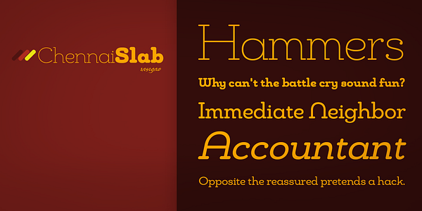 Card displaying Chennai Slab typeface in various styles