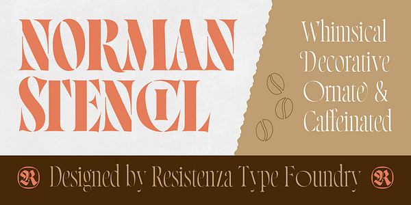 Card displaying Norman Stencil typeface in various styles