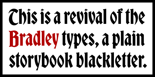 Card displaying Bradley DJR typeface in various styles