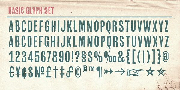Card displaying Cheap Pine typeface in various styles
