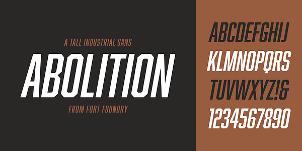 Card displaying Abolition typeface in various styles