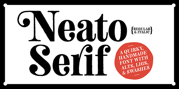 Card displaying Neato Serif typeface in various styles