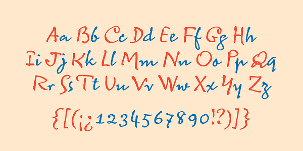 Card displaying MVB Sacre Bleu typeface in various styles