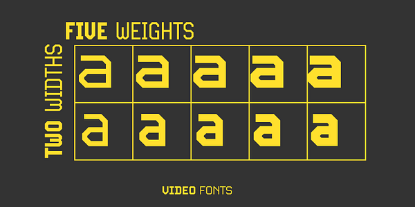 Card displaying Video typeface in various styles