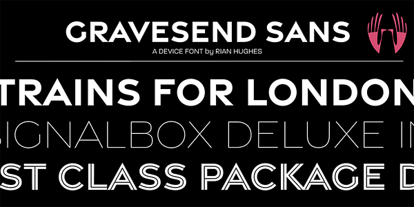 Card displaying Gravesend Sans typeface in various styles