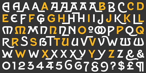 Card displaying HWT Tangent typeface in various styles