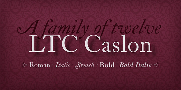 Card displaying LTC Caslon Pro typeface in various styles