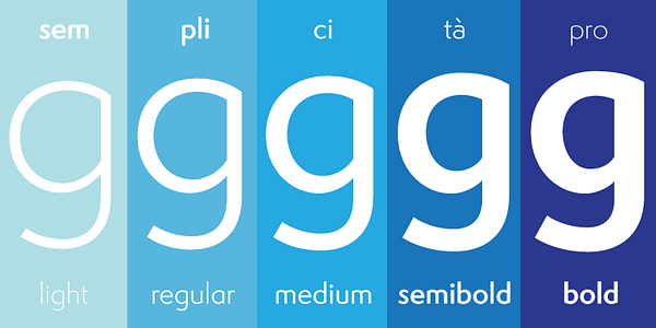 Card displaying Semplicita typeface in various styles