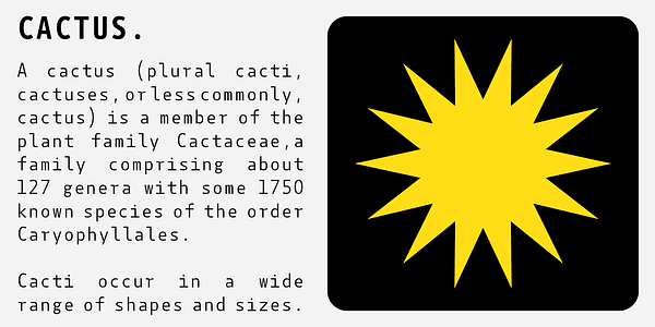Card displaying Botanika Mono typeface in various styles