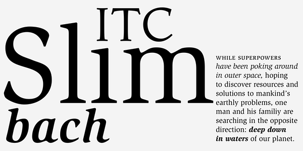 Card displaying ITC Slimbach typeface in various styles