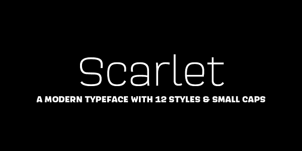 Card displaying Scarlet typeface in various styles