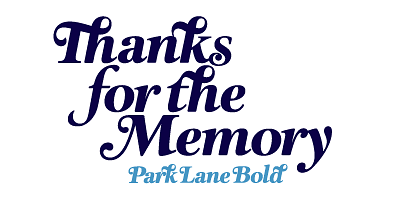 Card displaying Park Lane typeface in various styles