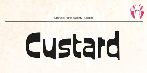 Card displaying Custard typeface in various styles