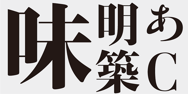 Card displaying AB Ajimin Modern Chiku C/EB typeface in various styles