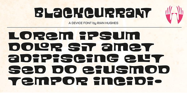 Card displaying Blackcurrant typeface in various styles
