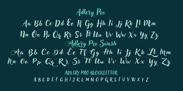 Card displaying Adlery Pro typeface in various styles
