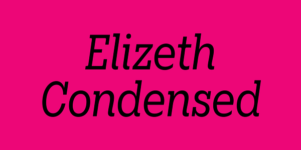 Card displaying Elizeth Condensed typeface in various styles
