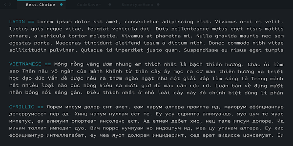 Card displaying Best Choice typeface in various styles