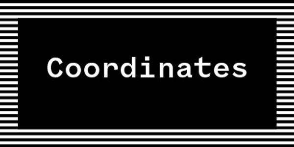 Card displaying Coordinates typeface in various styles