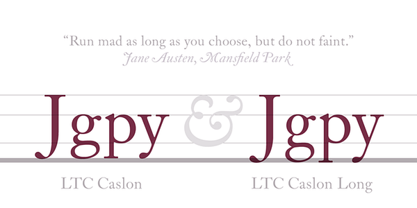 Card displaying LTC Caslon Pro typeface in various styles