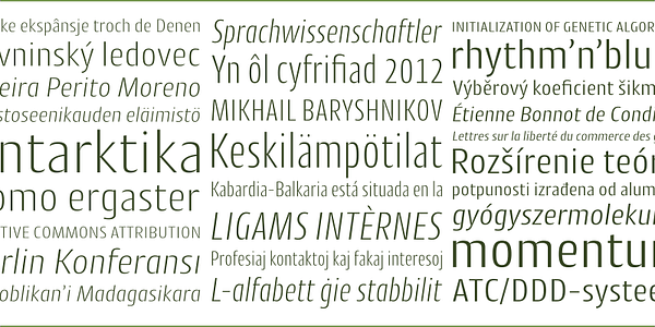 Card displaying Cantiga typeface in various styles