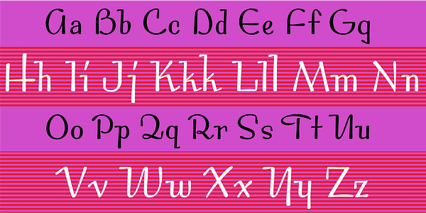 Card displaying MVB Bossa Nova typeface in various styles