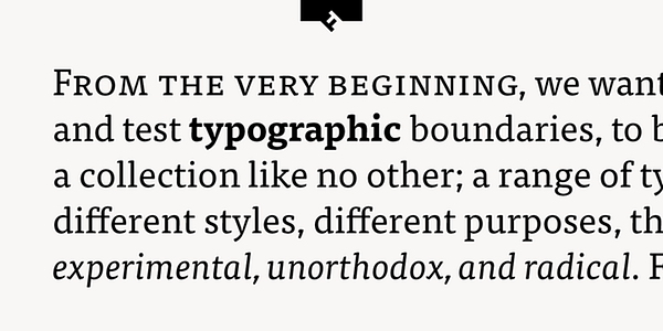 Card displaying FF Tisa typeface in various styles