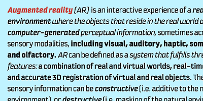 Card displaying Kautiva typeface in various styles