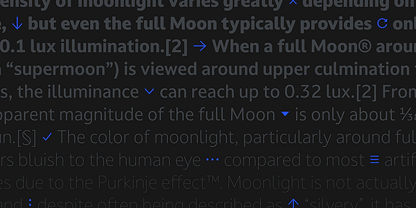 Card displaying Darkmode On typeface in various styles