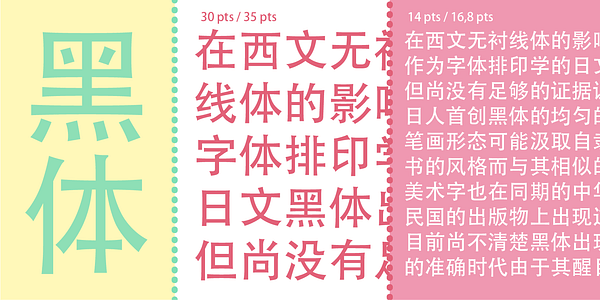 Card displaying Adobe Heiti typeface in various styles