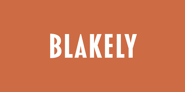 Card displaying Blakely typeface in various styles
