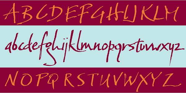 Card displaying Baka Too typeface in various styles