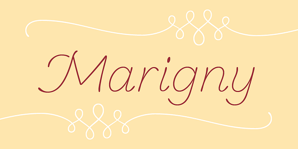 Card displaying Marigny typeface in various styles