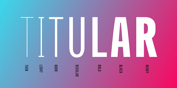 Card displaying Titular typeface in various styles