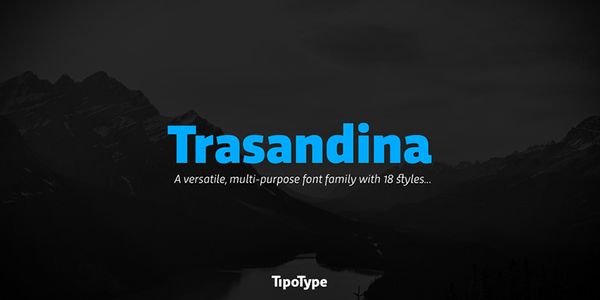 Card displaying Trasandina  typeface in various styles