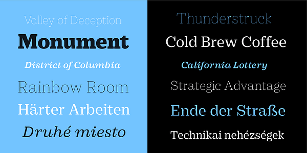 Card displaying Practical Serif typeface in various styles