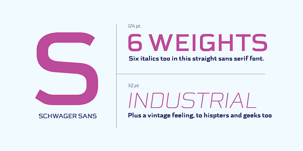 Card displaying Schwager Sans typeface in various styles