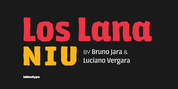 Card displaying LosLana Niu Pro typeface in various styles