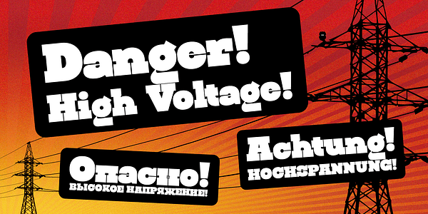 Card displaying Bombarda typeface in various styles