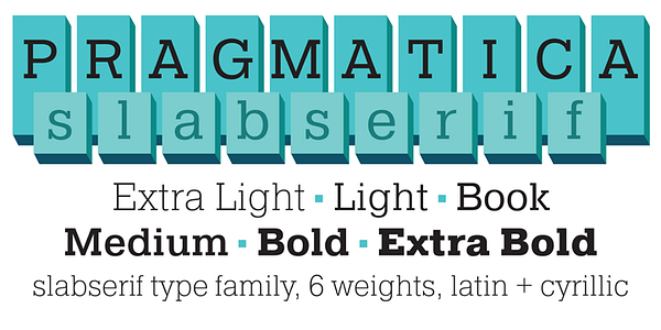Card displaying Pragmatica Slabserif typeface in various styles