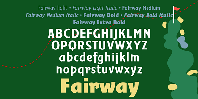 Card displaying Fairway typeface in various styles