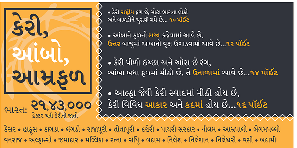 Card displaying Adobe Gujarati typeface in various styles