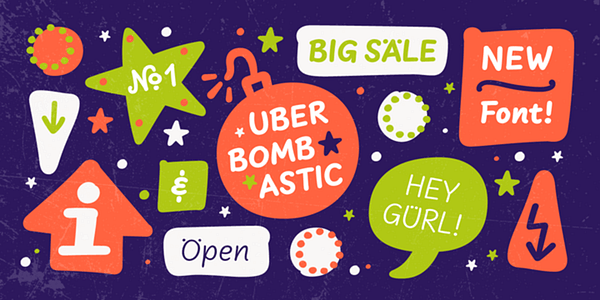 Card displaying FF Uberhand typeface in various styles