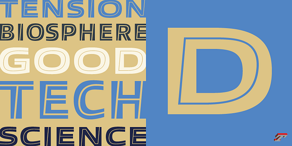 Card displaying Allumi Inline typeface in various styles