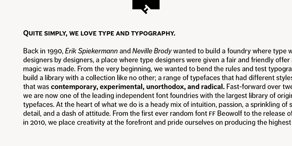 Card displaying FF Dagny typeface in various styles