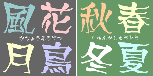 Card displaying AB Tyuusyobokunenn typeface in various styles