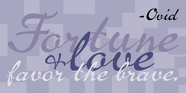 Card displaying P22 Brass Script Pro typeface in various styles