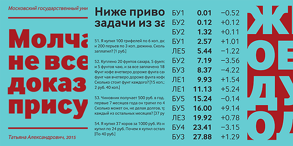 Card displaying InterFace typeface in various styles